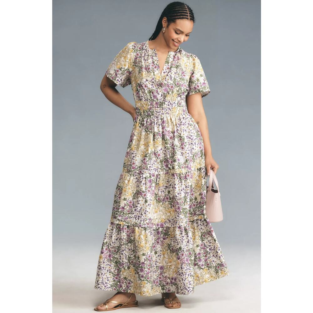 nwt by ANTHRPOLOGIE sz 2X Somerset Maxi Dress: Lilac Motif